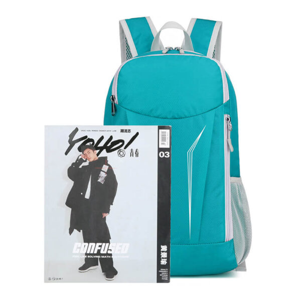 blue folding backpack